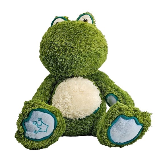 Manhattan Toy FROG Plush Green Blue Cream Stuffed Animal Crown 2004 Soft Toy - Picture 1 of 9